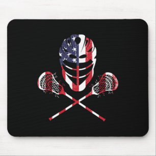 Alfombrilla De Ratón Lacrosse Bandera Americana Lax Helmet Sticks 4 De
