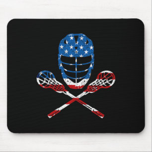 Alfombrilla De Ratón Lacrosse Bandera Americana Lax Helmet Sticks 4 De