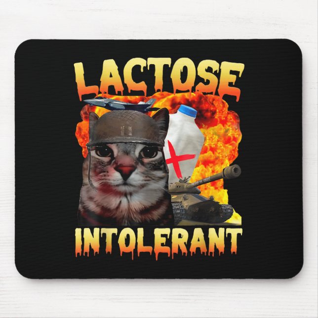 Alfombrilla De Ratón Lactose Intolerant Silly Cat Meme Funny Saying Cat (Frente)