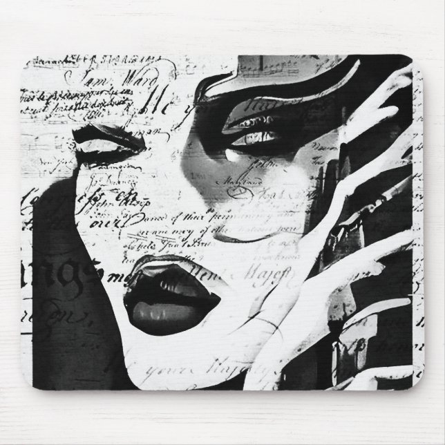 Alfombrilla De Ratón Lady en blanco y negro (Frente)