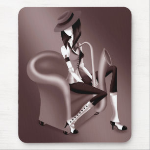 Alfombrilla De Ratón Lady Saxophonist - Mousemat inspirado en el jazz