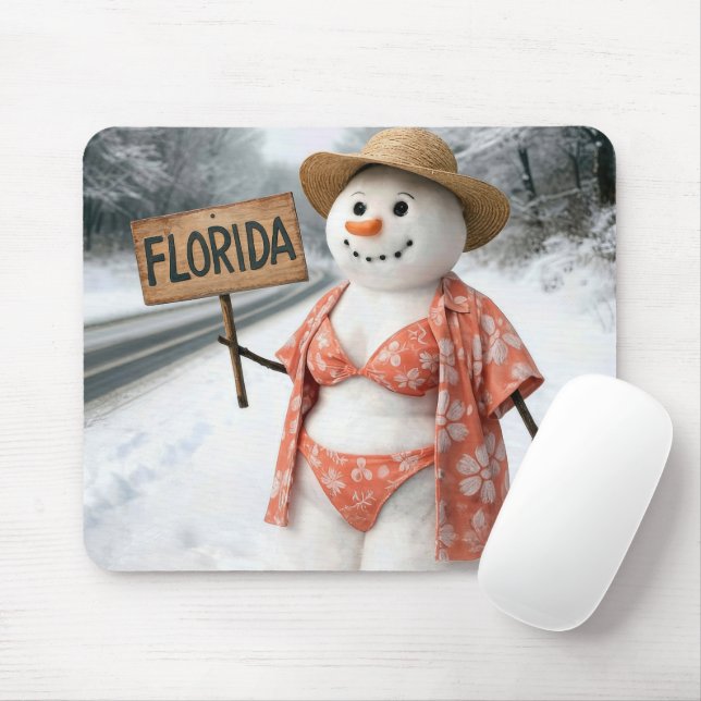 Alfombrilla De Ratón Lady Snowman Hitchhiking with a Florida Sign (Con ratón)