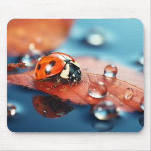 Alfombrilla De Ratón Ladybug Dewdrop Nature Serene Tranquil