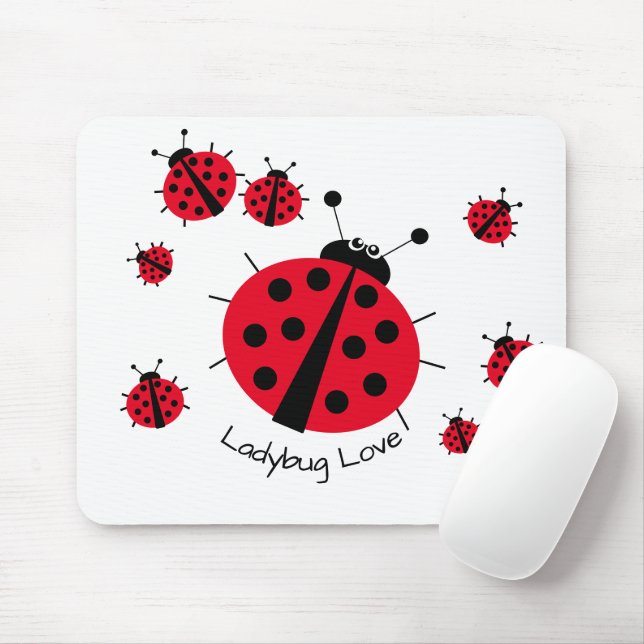 Alfombrilla De Ratón Ladybug Love Girly Fun Cute Personalizado (Con ratón)