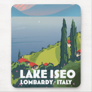 Alfombrilla De Ratón Lake Iseo, Lombardy Italy travel poster