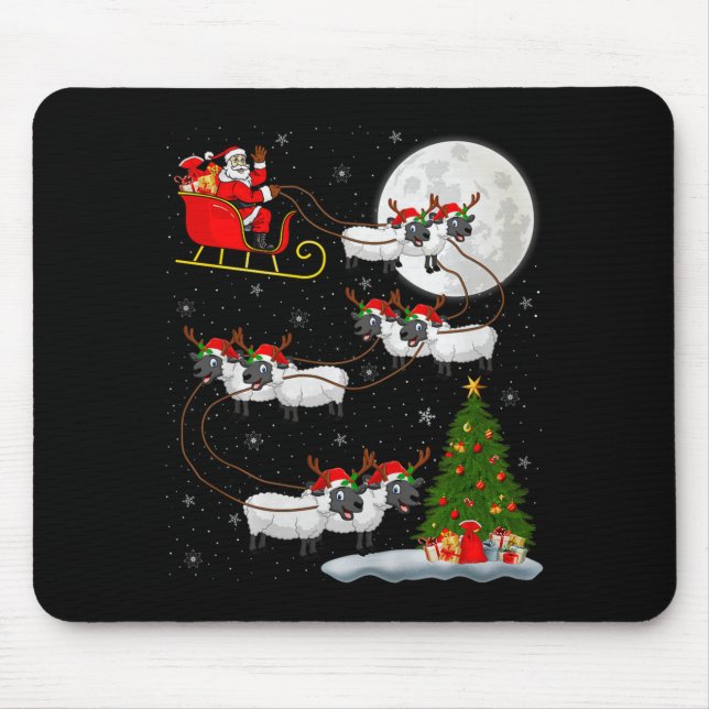 Alfombrilla De Ratón Lambs Sheep Santa Sleigh Flying Funny Magical Chri (Frente)