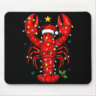 Alfombrilla De Ratón Langosta de Navidad con sombrero de Santa divertid