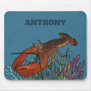 Alfombrilla De Ratón Langosta personalizada en un mar azul