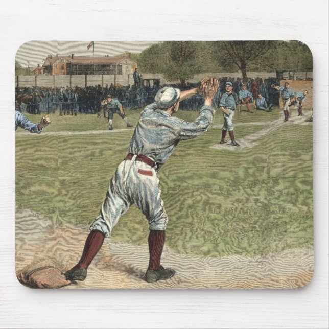 Alfombrilla De Ratón Lanzan jugador de béisbol en segunda base (Frente)