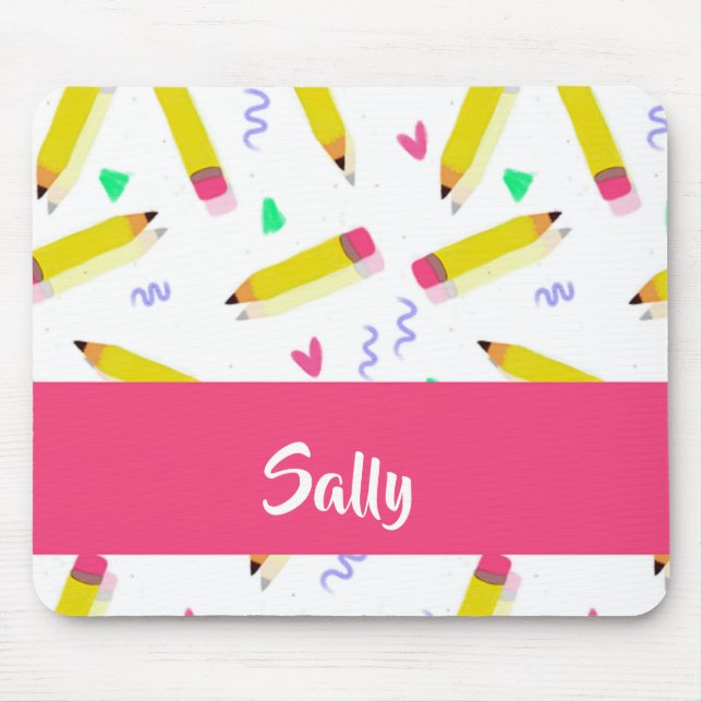 Alfombrilla De Ratón Lápices amarillos y raspones en blanco (Frente)