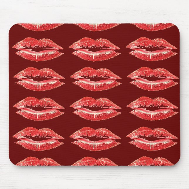 Alfombrilla De Ratón Lápiz labial rojo del beso de los labios (Frente)