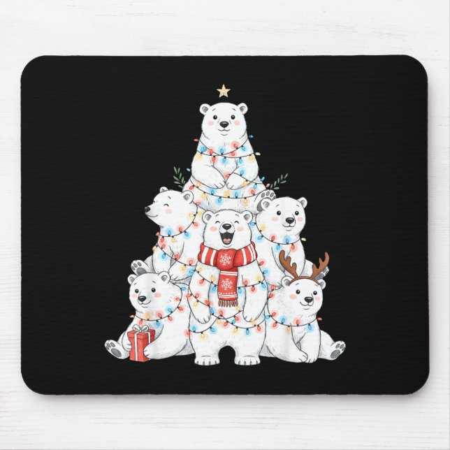 Alfombrilla De Ratón Lar Bear Christmas Tree Xmas Pajamas  (Frente)
