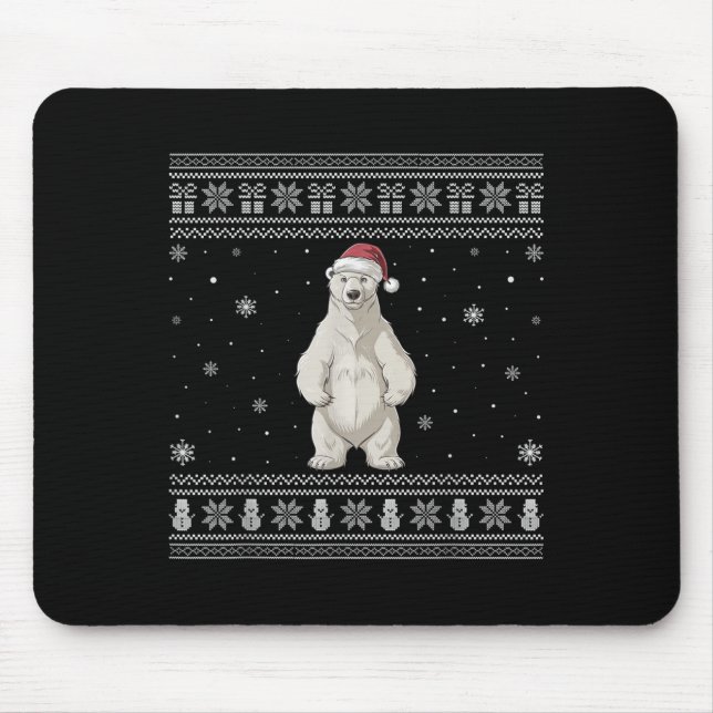 Alfombrilla De Ratón Lar Bear Lovers Men Women Santa Ugly Xmas Sweater  (Frente)