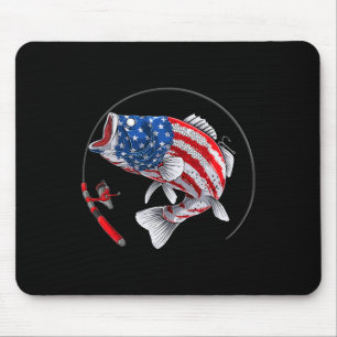 Alfombrilla De Ratón Largemouth B Fish Usa Bandera Americana Pesca 