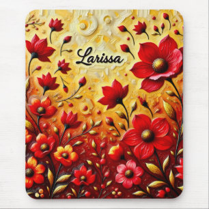 Alfombrilla De Ratón LARISSA ~ FLORES ROJOS ~ Mousepad