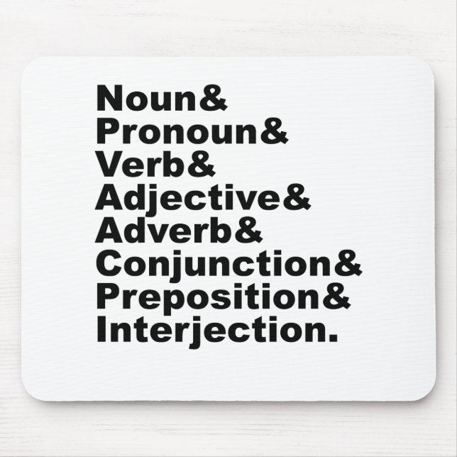 Alfombrilla De Ratón Las 8 partes del discurso en inglés (Frente)