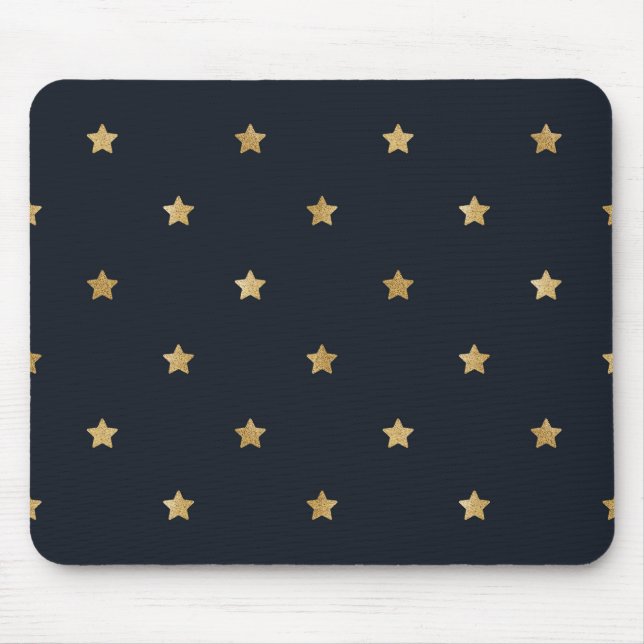 Alfombrilla De Ratón Las estrellas doradas en negro de medianoche (Frente)