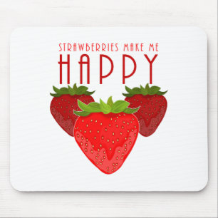 Alfombrilla De Ratón Las fresas me hacen feliz Fresa bonita Kawaii