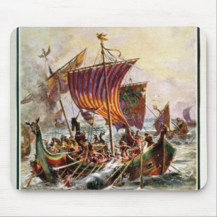 Alfombrilla De Ratón Las galeras de Alfred que atacan el dragón de