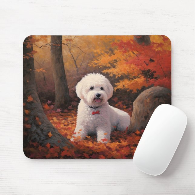Alfombrilla De Ratón Las hiedras de Bichon en otoño se inspiran en la c (Con ratón)