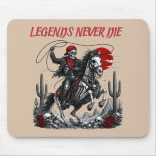 Alfombrilla De Ratón LAS LEYENDAS NUNCA MUEREN – Vaquero Esqueleto Caba