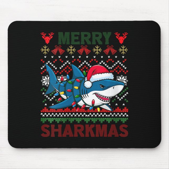 Alfombrilla De Ratón Las mujeres morían tiburones Navidades feos tiburó (Frente)