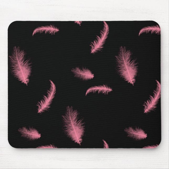 Alfombrilla De Ratón Las plumas rosadas en negro (Frente)