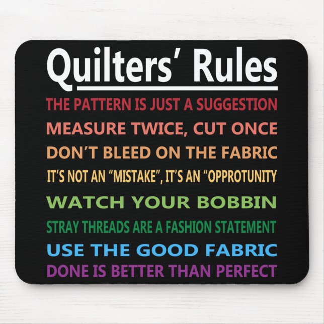 Alfombrilla De Ratón Las reglas de Quilters (Frente)