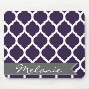 Alfombrilla De Ratón Latte y pancarta marroquí gris morado oscuro