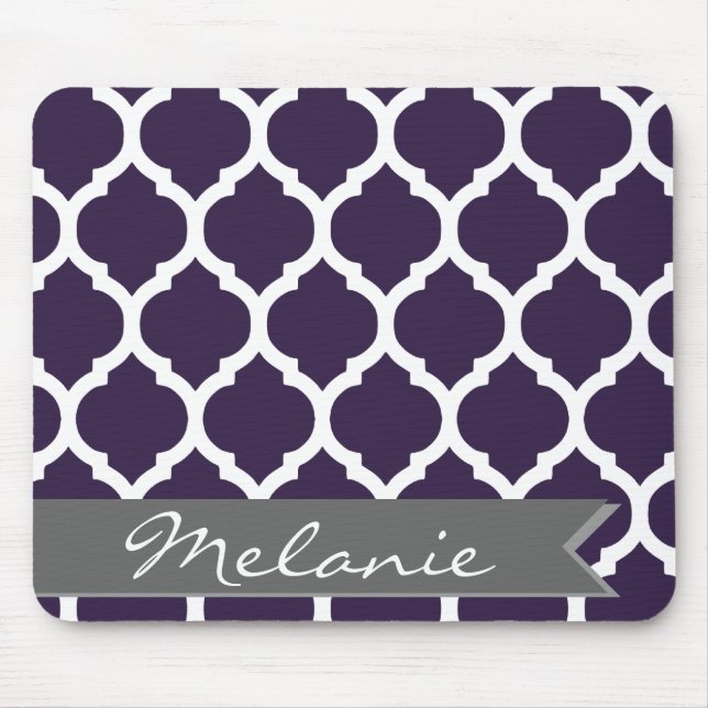 Alfombrilla De Ratón Latte y pancarta marroquí gris morado oscuro (Frente)