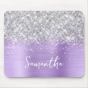 Alfombrilla De Ratón Lava Glam Nombre Brillo Plateado