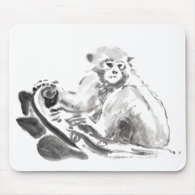 Alfombrilla De Ratón Lavado de pintura de mono Año Zodiac Mousepad (Frente)