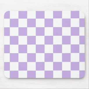 Alfombrilla De Ratón Lavanda a cuadros y blanco