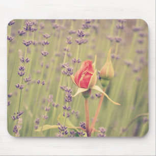 Alfombrilla De Ratón Lavanda y flores de Rosa
