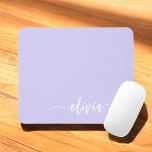 Alfombrilla De Ratón Lavender Purple Girly Script Monograma Nombre mode<br><div class="desc">Monograma Lavender Purple Añade Su Propio Nombre Mousepad (Almohadilla Del Ratón). Esto hace que el dulce perfecto cumpleaños 16,  boda,  ducha de novia,  aniversario,  ducha de bebé o fiesta de soltera sea regalo para alguien que ama el lujo glam y los estilos de moda.</div>