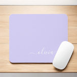 Alfombrilla De Ratón Lavender Purple Girly Script Monograma Nombre mode<br><div class="desc">Monograma Lavender Purple Añade Su Propio Nombre Mousepad (Almohadilla Del Ratón). Esto hace que el dulce perfecto cumpleaños 16,  boda,  ducha de novia,  aniversario,  ducha de bebé o fiesta de soltera sea regalo para alguien que ama el lujo glam y los estilos de moda.</div>