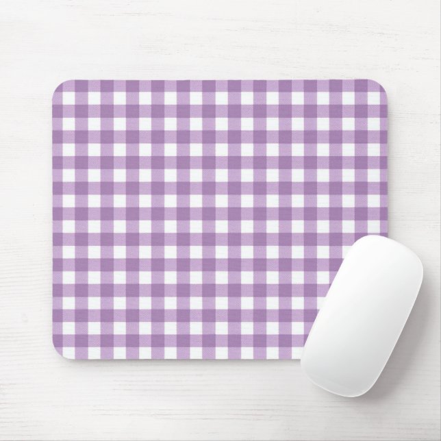 Alfombrilla De Ratón Lavender y White Gingham (Con ratón)
