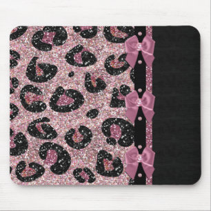 Alfombrilla De Ratón Lazos de cinta de estampado de leopardo rosa RAB R