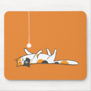 Alfombrilla De Ratón Lazy Calico Cat   Mousepad del Mascota Kitty Lover