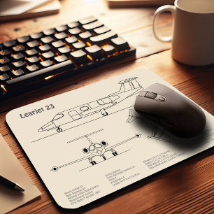Alfombrilla De Ratón Learjet 23 - Planes de dibujo para avión SD