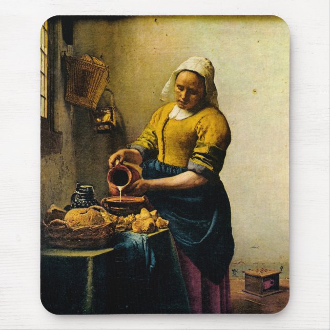Alfombrilla De Ratón Leche de colada del Maidservant de Vermeer (circa (Frente)