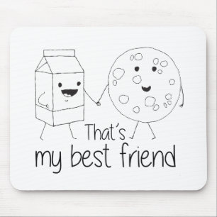Alfombrilla De Ratón Leche y galletas Mejor amigos BFF Amistad Arte