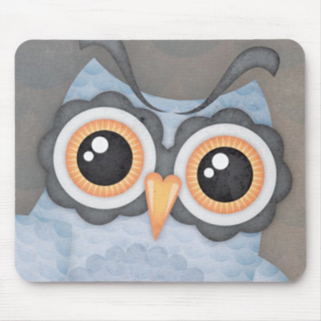 Alfombrilla De Ratón Lechuza gris azul - mousepad (Frente)