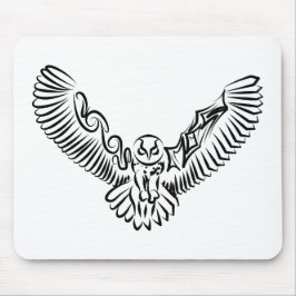 Alfombrilla De Ratón Lechuza voladora tribal blanca y negra