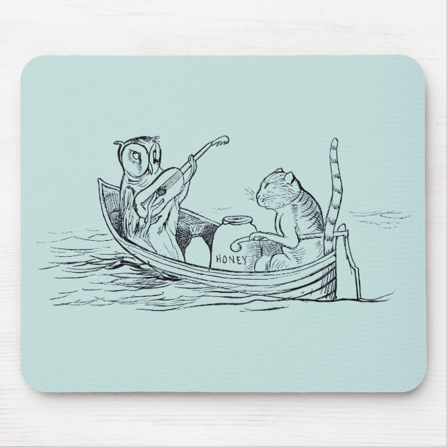 Alfombrilla De Ratón Lechuza y el Pussycat (por Edward Lear) (Frente)