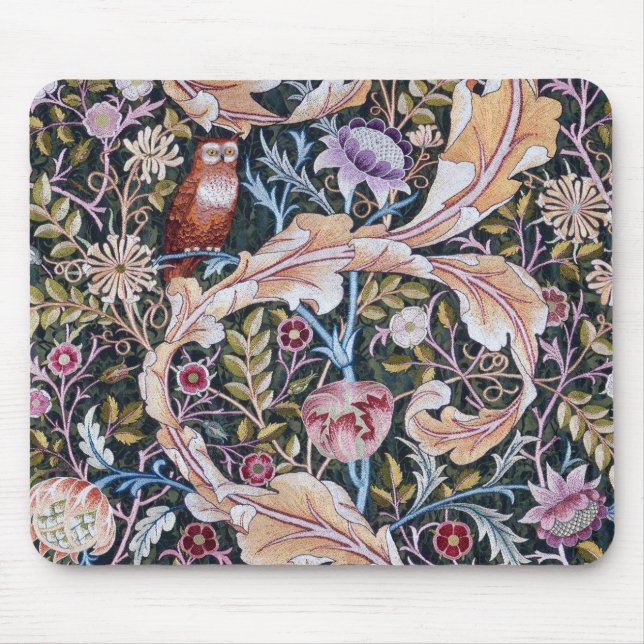 Alfombrilla De Ratón Lechuza y flores, William Morris (Frente)