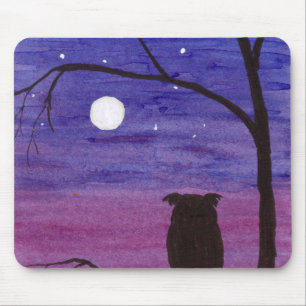 Alfombrilla De Ratón Lechuza y luna llena