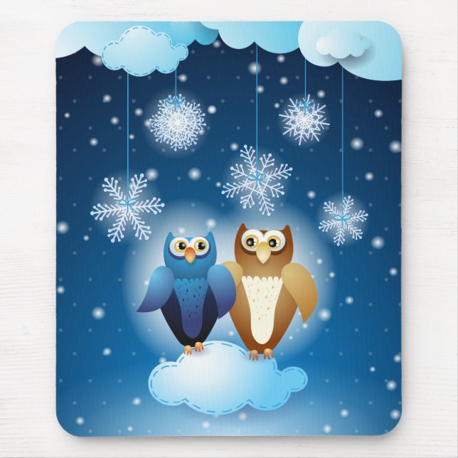 Alfombrilla De Ratón Lechuzas enamoradas, mousepad (Frente)