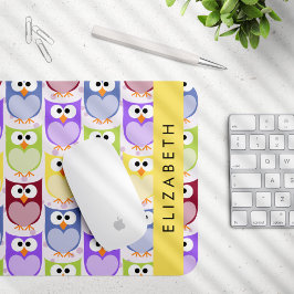 Alfombrilla De Ratón Lechuzas, Patrón De Búho, Lechuzas Coloridas, Su N