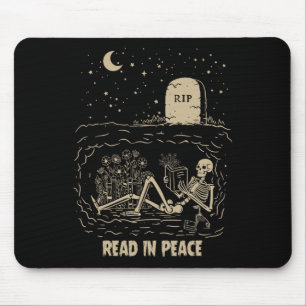 Alfombrilla De Ratón Leer en paz Skeleton Leer libros Graciosos Hallowe